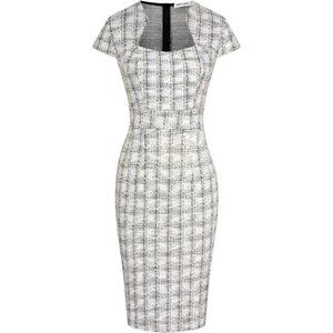Women's Gorgeous Pencil Dress Black White Plaid